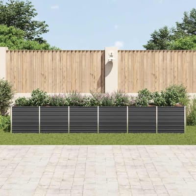 vidaXL - Plantenbak - verhoogd - 480x80x77 - cm - gegalvaniseerd - staal - antraciet