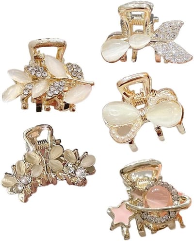 Haarklemmen Metaal - Mini Haarspelden - Kapsels Creëren - Kristal Look - 5 Stuks - Zilver