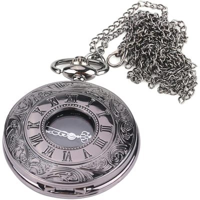 Klassieke Quartz analoge legering zakhorloge ketting hanger met ketting gray