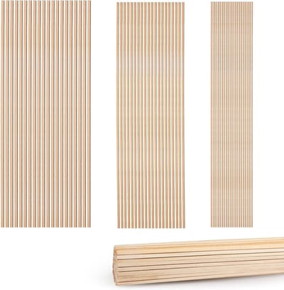 150 Stuks Balsa Hout Sticks van 30.5 cm, Onbehandelde Houten Dowel Sticks voor Houtbewerking, Decoraties en DIY Projecten in 3 Maten
