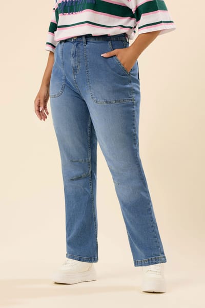 Yours Middenblauwe Slim Barrel Jeans Size 42
