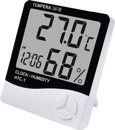 Binnen Thermometer - Luchtvochtigheid Meter - Klimaat Monitoren - Max Min Geheugen - 105x98x24mm - Wit