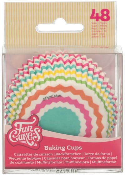 FunCakes Baking Cups - Kleurrijk Chevron - 48 Stuks - Cupcake Vormpjes Papier
