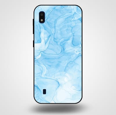 Smartphonica Telefoonhoesje voor Samsung Galaxy A10 met marmer opdruk - TPU backcover case marble design - Lichtblauw geschikt voor Samsung Galaxy A10