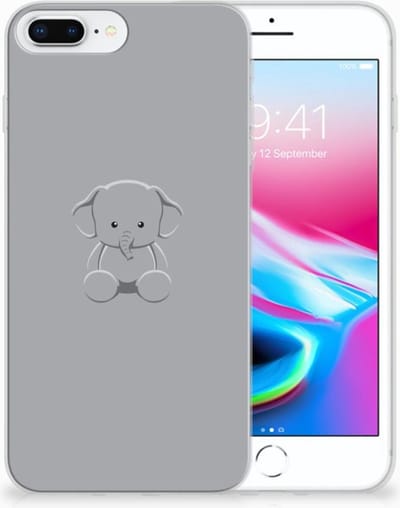 Apple iPhone 7 Plus | 8 Plus Telefoonhoesje met Naam Grijs Baby Olifant