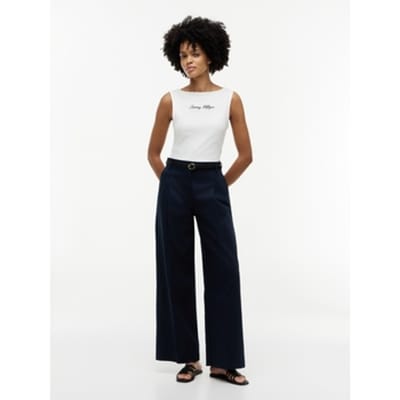 Tommy Hilfiger Slim Boat Neck Tank Top Ecru Taglia: S | Canottiere Outlet | Donna | Marrone