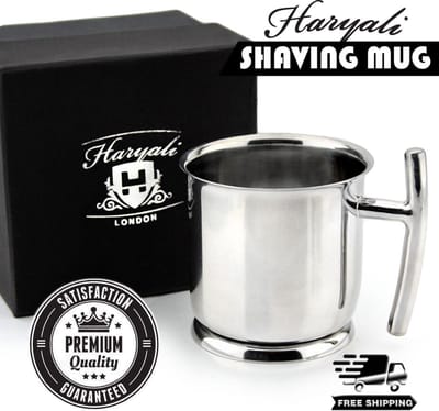 Hoog Rang Duitse Roestvrij Staal Mannen Natshaving Mok / Bowl Van Haryali London