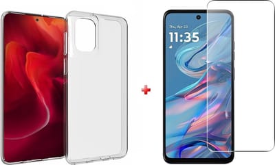 Telestore - Silicone gel transparant hoesje back cover met glas screenprotector - hoesje geschikt voor Motorola Moto G55 5G