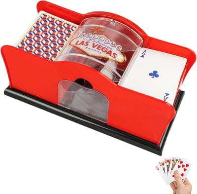 Kaartenschudmachine Handcrank - Kaartenschudder - Thuis Spelletjes - Voor Twee Decks - 25 x 13 x 12.7 cm - rood