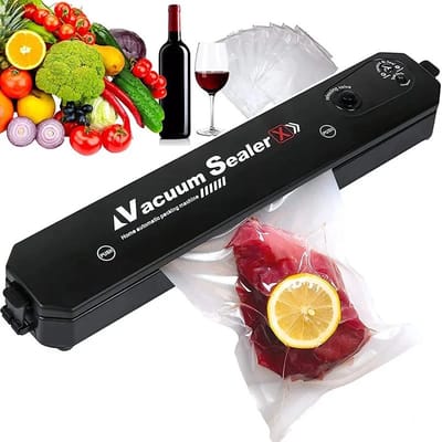 Nieuwe Huishoudelijke Vacuüm Sealer Machine - Keuken Vacuüm Packer, Compacte Sluitmachine met 10 Gratis Vacuümzakken, Geschikt voor Vacuüm Sealer Rolls