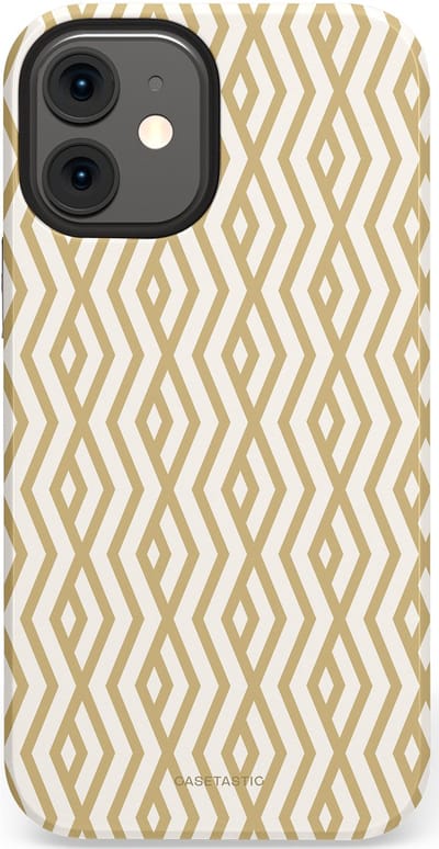 Casetastic Hoesje Geschikt voor Apple iPhone 12 Mini - Stijlvolle Beschermende Duo-layer Case - Art Deco Goud