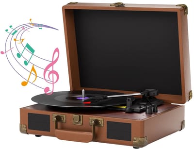 Velori Platenspeler Vinyl Bruin Hout - Draaitafel 33 45 78 Toeren - Platenspeler met Phono Voorversterker - Audio Technica Naald - RCA Uitgang - 7 10 12 Inch - Plug and Play