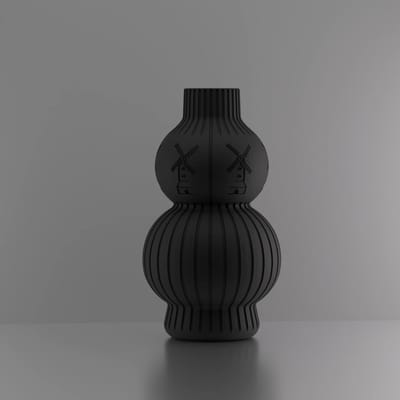 3d-gezellig Julia met molen - Vaas - Zwart - Maat 25 cm - Kunststof - Modern - Bloemenvaas -100% gerecycled PLA (bioplastic)
