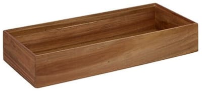 5Five Bestekbak/keuken organizer - 2x - 1 vaks - Smart Desk serie - acacia hout - 15 x 38 x 7 cm