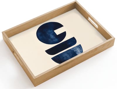 Dienblad hout 40x30 cm - Schootdienblad - Vormen - Blauw - Abstract - Borrelplank rechthoek - Plateau dienbladen