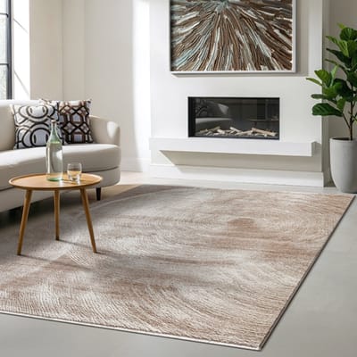 the carpet Nuvra Vloerkleed – Natuurlijk Boomring Design – Fluweelzacht & Onderhoudsvriendelijk – Beige – 80 x 150 cm
