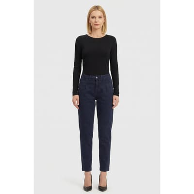 Summum Woman Tapered Pant Rough Twill Navy Noir Maat: 32 | Straight Broeken Outlet | Dames | Blauw