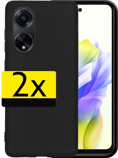 Hoesje - 2 Stuks - Geschikt voor OPPO A98 - Sterk & Shockproof - Case Siliconen - Back Cover - Telefoon Hoes - Telefoonhoesjes - Zwart