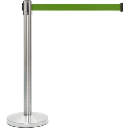 GJ Floors - Afzetpaal met trekband | Geborsteld Chroom - Appelgroen - Hoogte: 92 cm - Lengte: 200 cm - Steel diameter: 5,1 cm