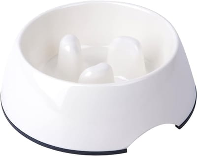 Hondenvoerbak - Langzaam Eten Bak - Gezond Eten - Anti-Opgeblazen Gevoel - 14 x 13.5 x 4.3 cm - Wit