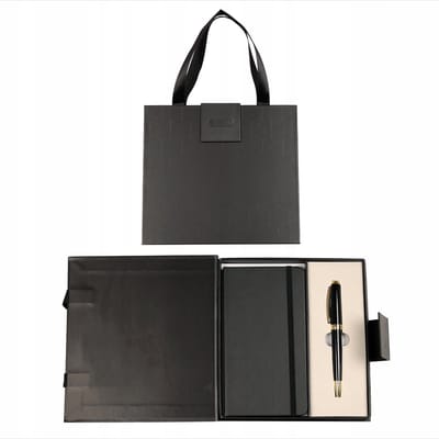 Cadeaubox Leraar: Pen + Notitieboek Symphony Zwart Goud