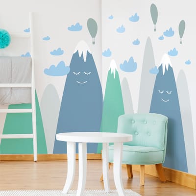 Kinderstickers van de Scandinavische bergen, ontwerp van Asuka, 100 x 150 cm