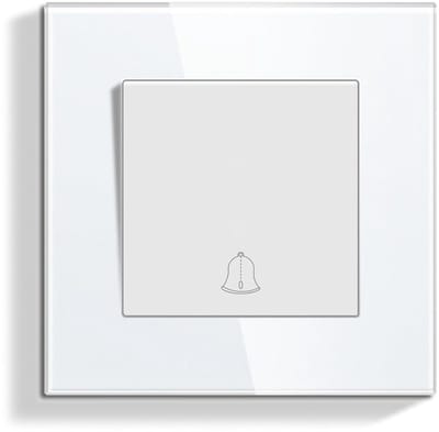 Deurbel Schakelaar - Drukknop Schakelaar - Woning Installatie - Krasbestendig Glas - 86 x 86 mm - Wit