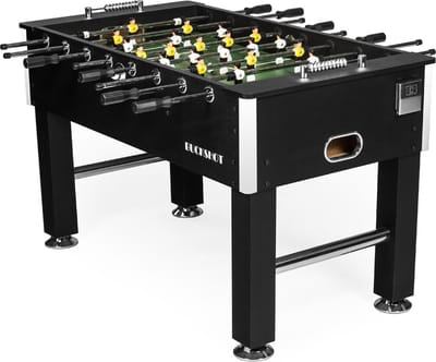 BuckShot Voetbaltafel 141x77x89 cm - 60KG - Zwart - Tafelvoetbaltafel met 2 ballen - MDF - tafelvoetbal 5ft met verstelbare poten en sterke holle stangen