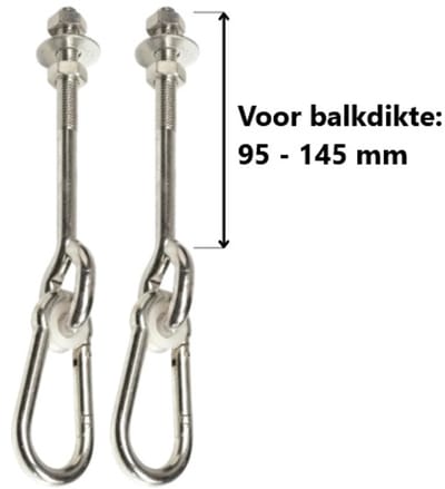 2 Stuks Schommelhaken met Karabijnhaak M12 160mm