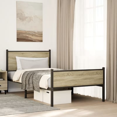 vidaXL - Bedframe - zonder - matras - metaal - sonoma - eikenkleurig - 100x190 - cm