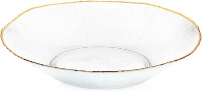 Saladekom Glas Gouden 29,5 cm, 1,6 l - Kom voor Salade - Schaal - Saladeschaal - Serveerschaal - Mengkommen
