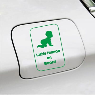 Bumpersticker - Little Human On Board - 15 X 10 - Groen