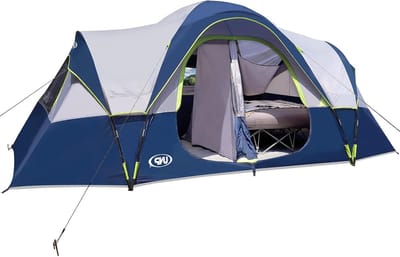 Kampeertent voor 10 - Grote familietent - Buiten kamperen - Twee aparte ruimtes - 5.5 x 2.7 meter - Donkerblauw