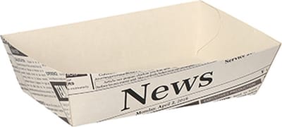 PAPSTAR Patatbakje, karton van verse houtvezels 3,5 cm x 7 cm x 12 cm wit "Newsprint" - 600 Stuks (12x50)