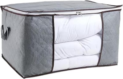 Opbergzak Dekbed - Kledingtas Organizer - Ruimte Besparen - Transparant Venster - 60 x 40 x 35 cm - Grijs