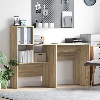 vidaXL - Bureau - Sonoma - Eik - Bewerkt - hout - 131,5 - x - 50 - x - 106,5 - cm
