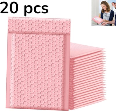 20 stuks - Roze bubbelzakken - Verpakkingszakken voor kleding - Verpakkingszakken voor logistieke koeriers - Roze verzendzakken - Stijlvolle verpakkingszakken voor kleine bedrijven - Ondoorzichtige matte zelfklevende polyethyleen bubbelzakken voor ve