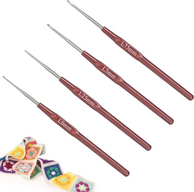 Set van 4 kleine haaknaalden - 1,0 mm, 1,25 mm, 1,5 mm, 1,75 mm