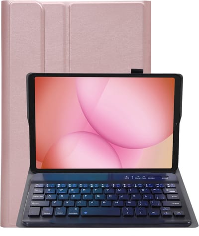 Hoes - Geschikt voor Samsung Galaxy Tab A11 - Keyboard Book Cover - Toetsenbord Case - Hoesje - Rosé goud
