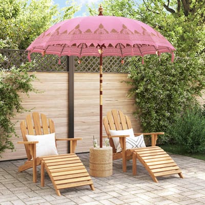 vidaXL - Balinese - Parasol - 260 - Roze - 210-220 - cm - Katoen - en - massief - hout