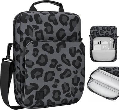 Schoudertas voor 9-11 inch tablet, geschikt voor iPad en Galaxy Tab, met trendy luipaardprint