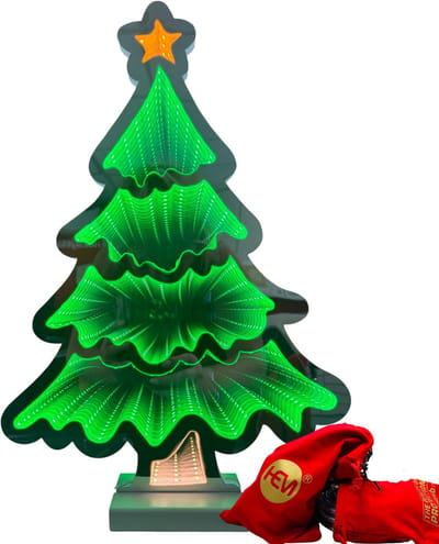 HEM LED Kerstboom 45 cm - 3D Spiegeleffect - Met Ster - Dubbelzijdig - Inclusief Opbergzak - Infinity Kerstboom