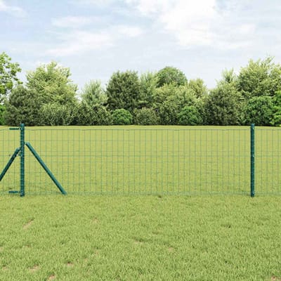 vidaXL - Euro-hek - met - grondbevestiging - 10 - x - 0,4 - m - PVC-Coated - Staal - Groen
