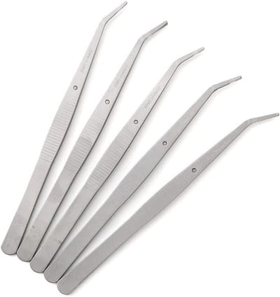 Dailygoods- Overlocker Accessoires - Curved Pincet - Roestvrij Stalen Pincet - Set van 5 - Ergonomisch Ontwerp - Lichtgewicht en Compact - Naald