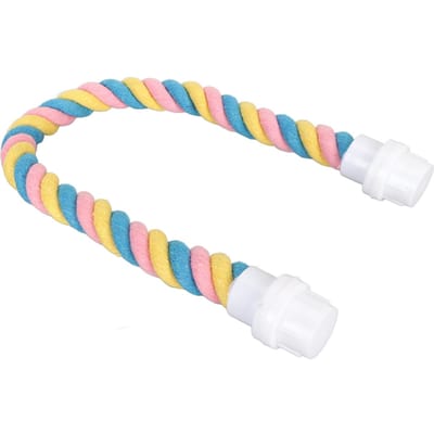 Perchoir Corde pour Oiseaux Coloré Flexible Coton Balançoire Perroquet Escalade Jouet Debout pour Calopsittes Perruches S 9.6in S pink
