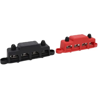 DC Verdeelblok 12V tot 48V 250A Verdeelblok met 4 X M8 Klembouten Hoog Vermogen black