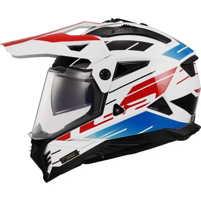 LS2 MX702 Pioneer II Namib Wit Blauw Rood Adventure Helm - Helm
