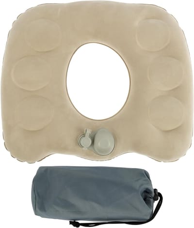 Opblaasbaar Zitkussen met Opbergtas, Waterdicht en Draagbaar, Ideaal voor Hiking, Kamperen en Zakenreizen, 45.5 x 39 x 11 cm