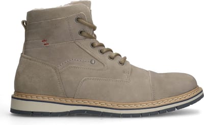 Manfield - Heren - Taupe nubuck veterboots - Maat 40