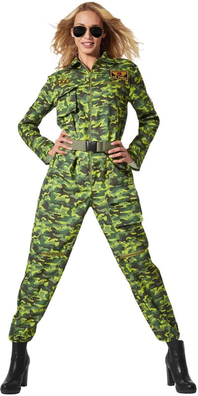 dressforfun - dameskostuum jet fighter pilot camouflage - S - Verkleedkleding carnaval - Halloween - Verkleden - Feestkleding - Carnavalskleding - Feest - Partykleding